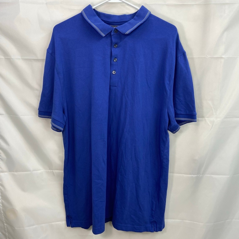 Claiborne men's blue cotton stretch collared casual short sleeve polo shirt XXL